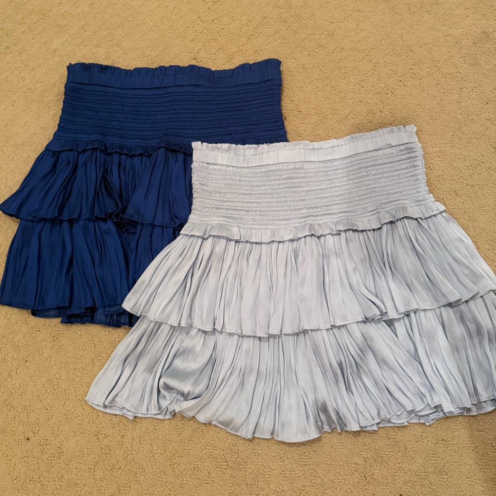 Set of two Navy and light purple Pleated Mini Skirts